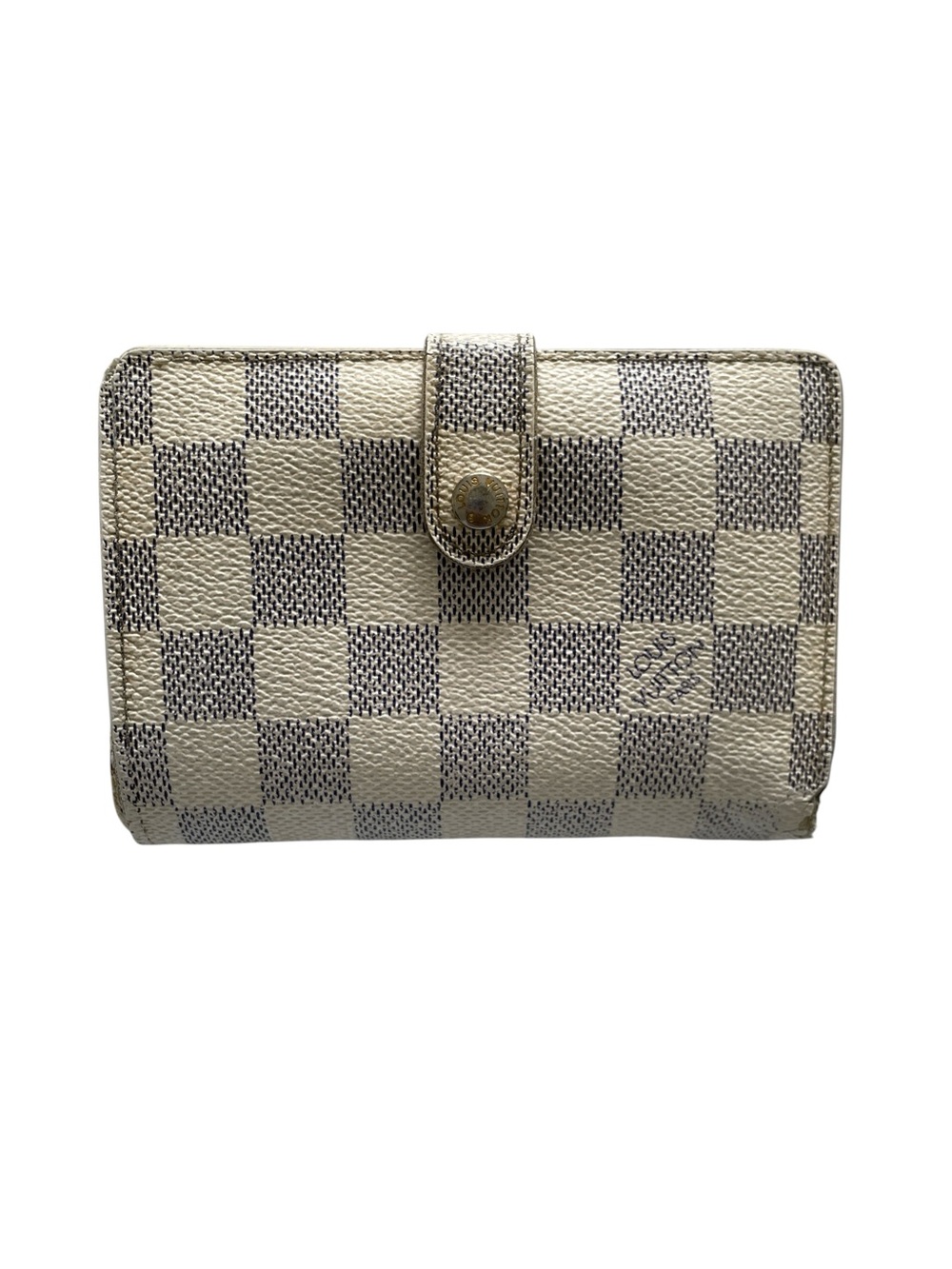 AUTHENTIC Louis Vuitton French Purse Kisslock Damier Azur Bifold Wallet